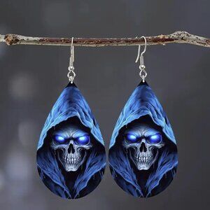 new HALLOWEEN gothic ACRYLIC teardrop EARRINGS spooky SKULL creepy DANGLE